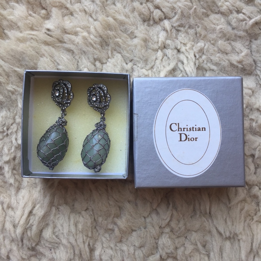 NEW Vintage Christian Dior clip on Earrings w/ Box - Picture 7 of 7